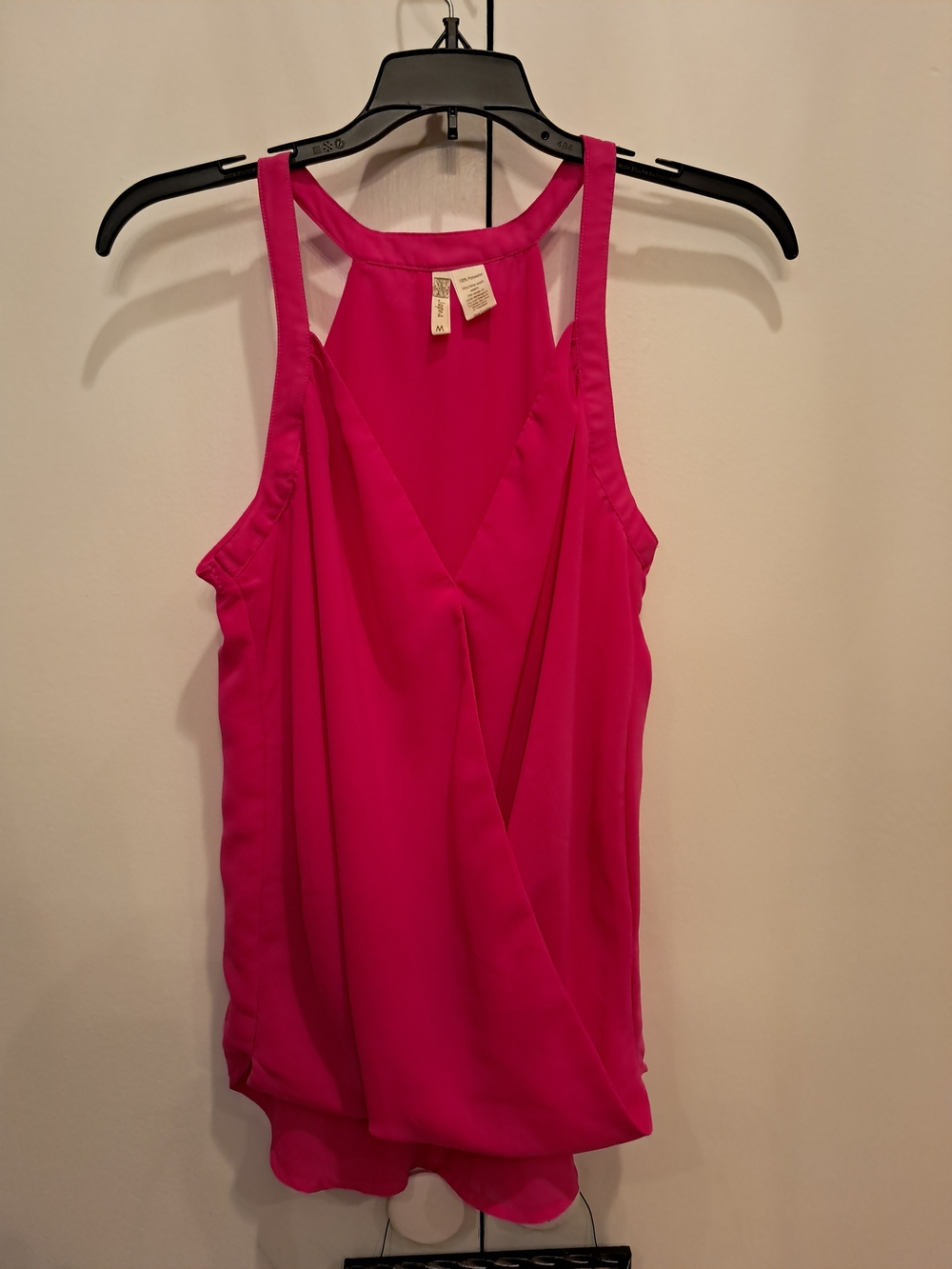 Japna Hot Pink Sleeveless V-Neck Draped Camisole